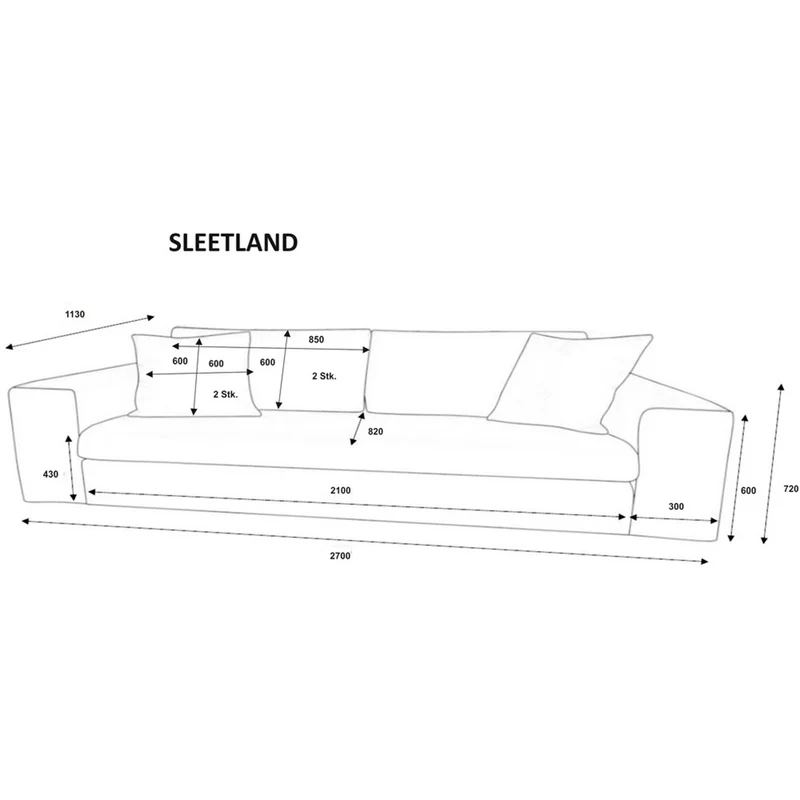 3-sitzer Sofa Samtvelours grau - Sleetland