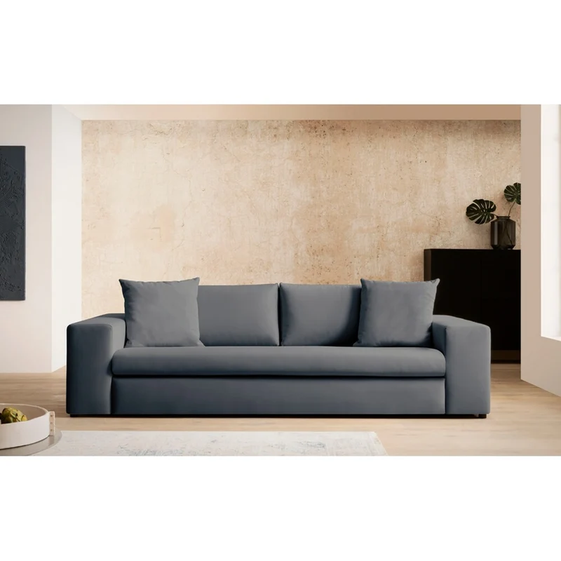 3-sitzer Sofa Samtvelours grau - Sleetland
