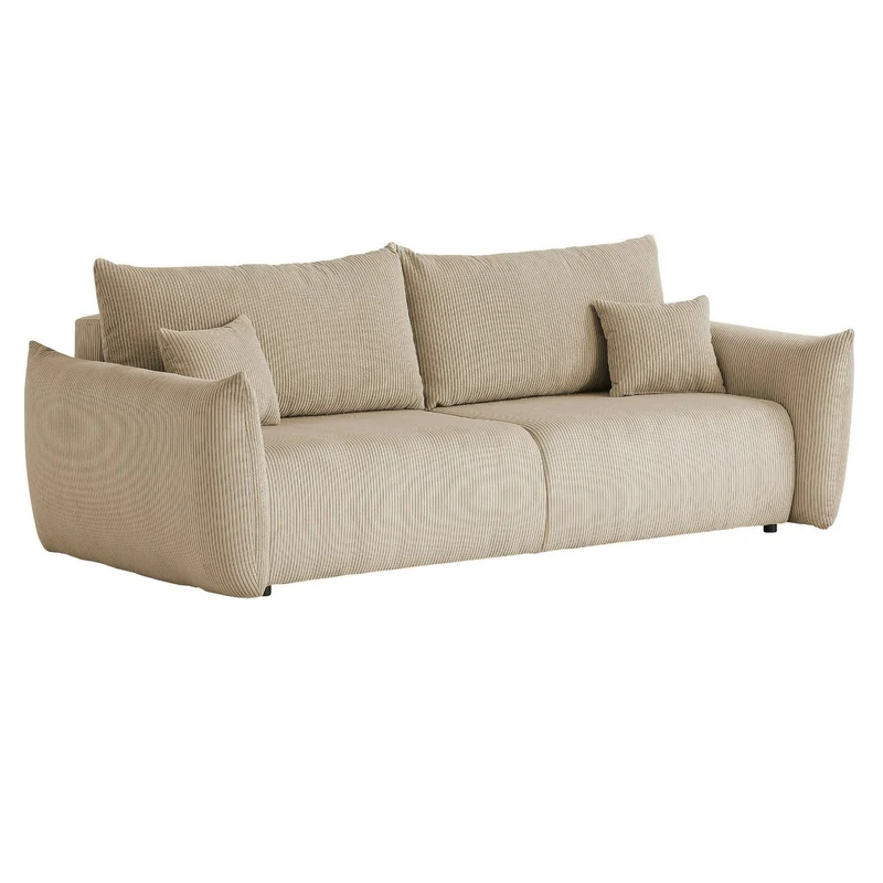 Schlafsofa mit Bettkasten Bezug Cord beige - Mavas