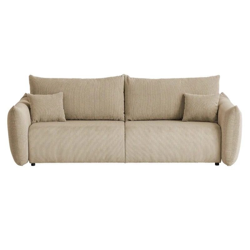 Schlafsofa mit Bettkasten Bezug Cord beige - Mavas