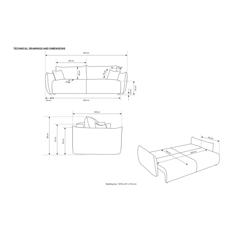 Schlafsofa mit Bettkasten Bezug Cord beige - Mavas