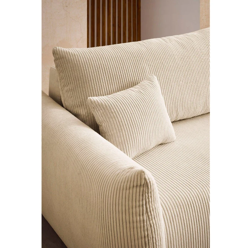 Schlafsofa mit Bettkasten Bezug Cord beige - Mavas