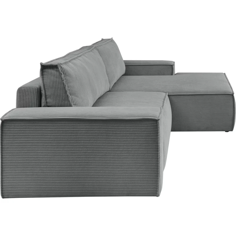 Ecksofa mit Schlaffunktion + Bettkasten Cord grau - Sherwood