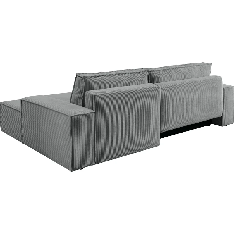 Ecksofa mit Schlaffunktion + Bettkasten Cord grau - Sherwood