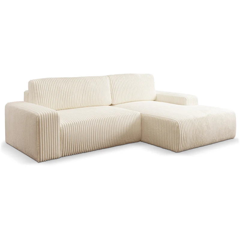 Ecksofa mit Schlaffunktion Breitcord beige - Bakels