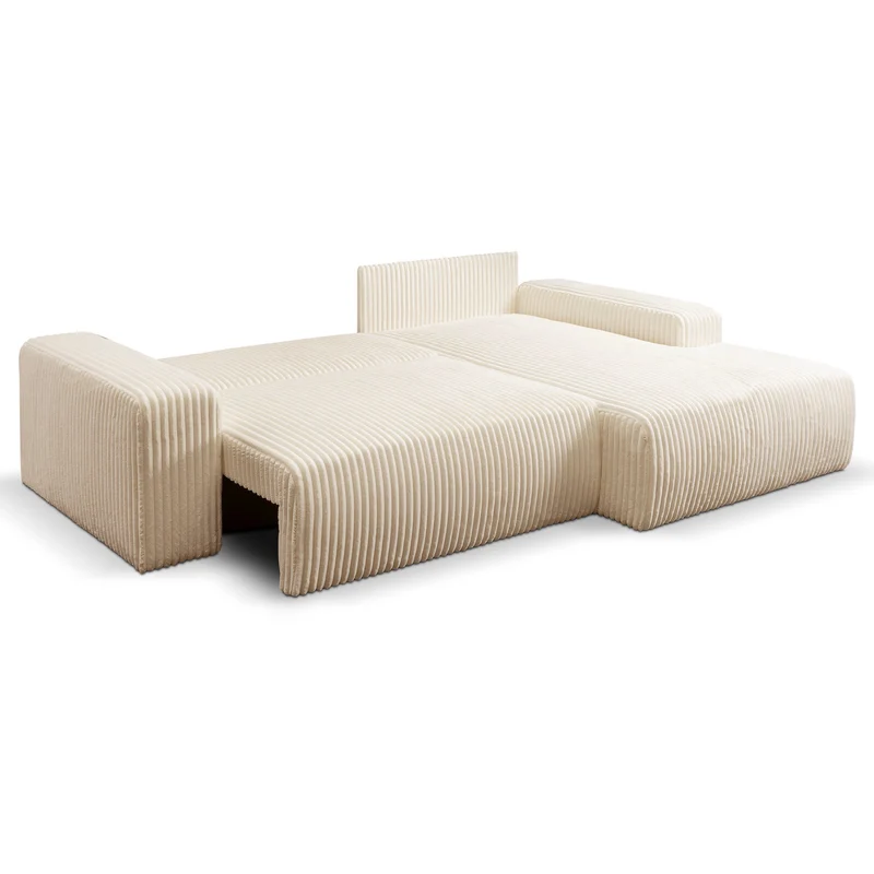 Ecksofa mit Schlaffunktion Breitcord beige - Bakels
