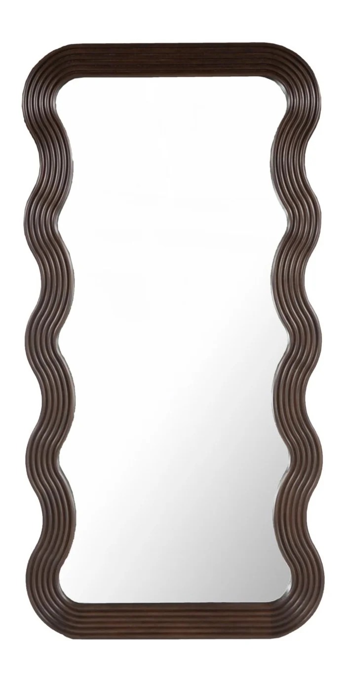 Spiegel Mayfield braun mit wellenförmigem Mangoholz-Rahmen, 170x86 cm