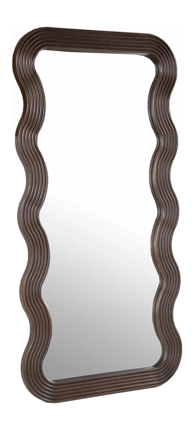 Spiegel Mayfield braun mit wellenförmigem Mangoholz-Rahmen, 170x86 cm