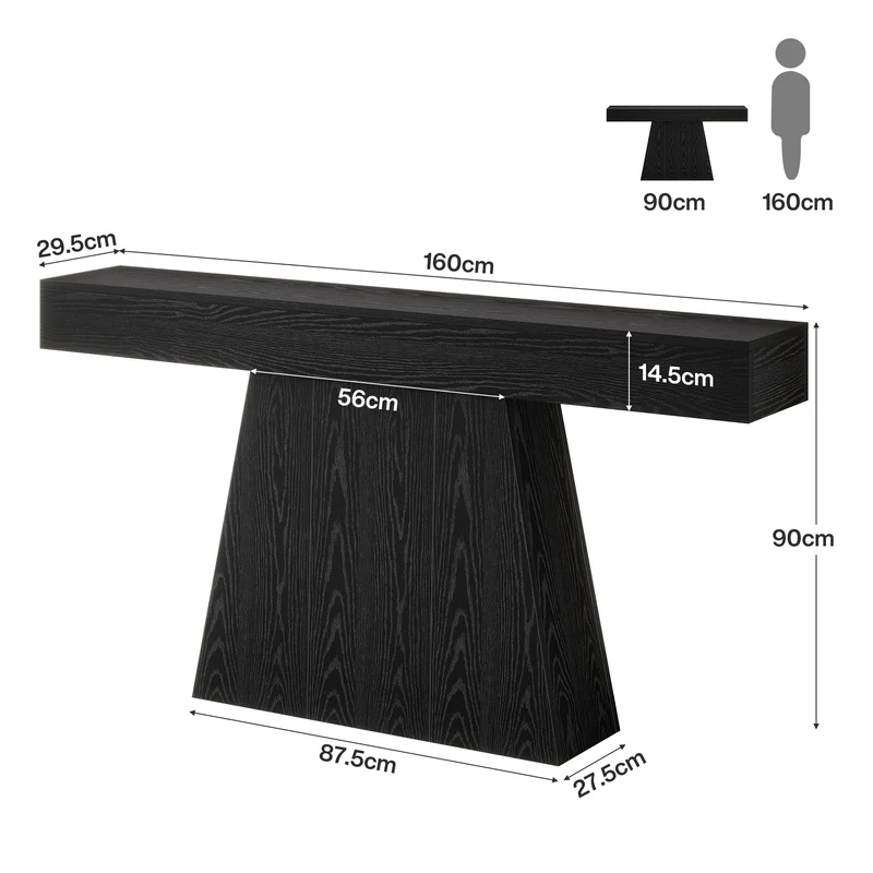 Tribesigns Konsolentisch 160 cm, Schmaler Flurtisch im Farmhouse Stil mit trapezförmigem Gestell