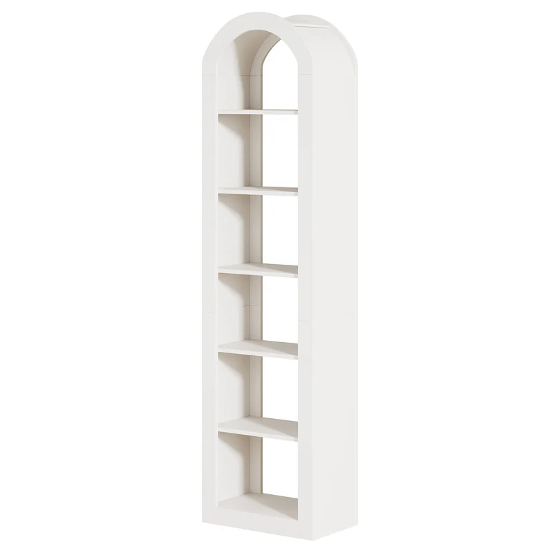 Tribesigns Hohe Bücherregal 190 cm mit Bogenform, Schmaler 6-Ebenen Standregal für Ecke & Kleine Räume