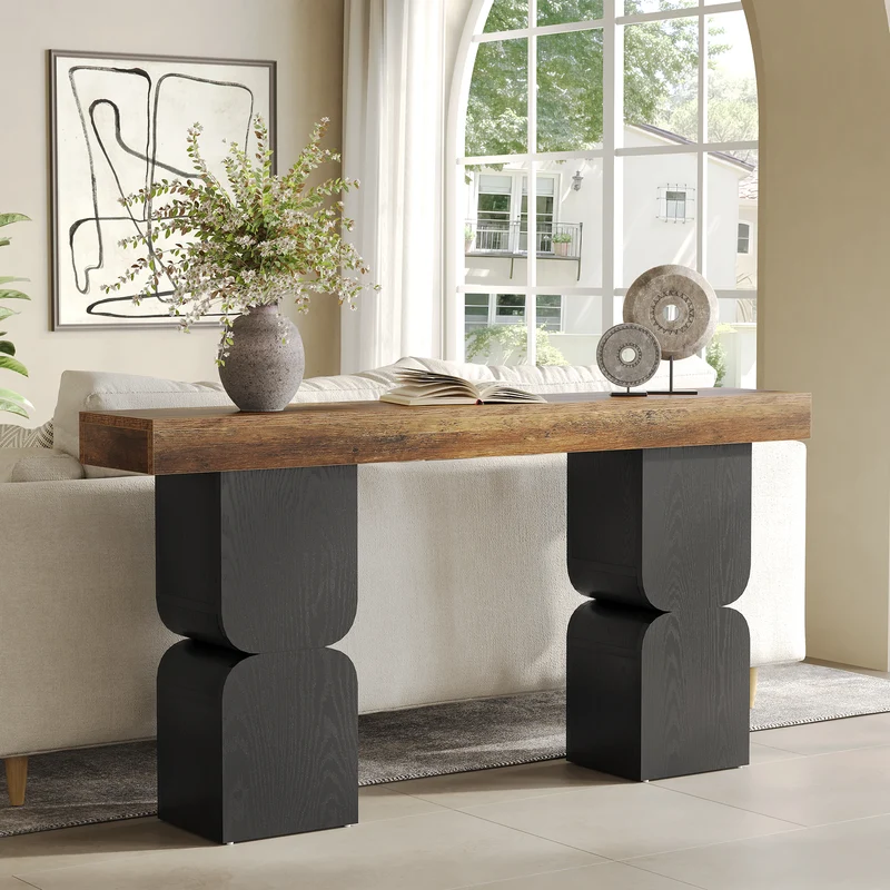 Konsolentisch 160 cm, Moderner Sofatisch hinter dem Sofa mit Color-Blocking-Design für Flur & Wohnzimmer