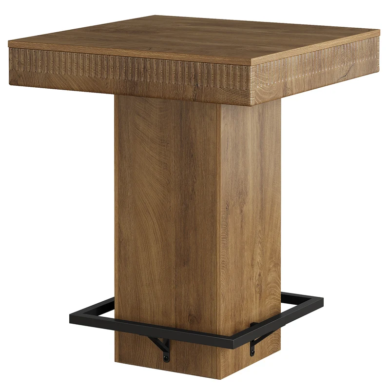 Quadratischer Bartisch 80 cm mit Holzplatte und Metallfußstütze, Industrial Bistro Hochtisch für Küche & Wohnzimmer