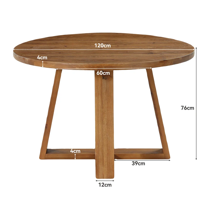 Runder Massivholz Esstisch 120 cm für 4 Personen, stabiles A-Gestell, Landhausküchentisch