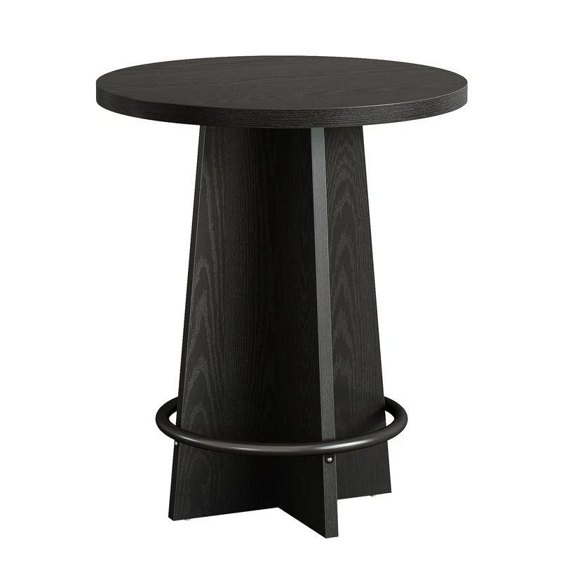 Runder Bartisch 95 cm hoch, Bistrotisch aus Holz mit Metall-Fußstütze