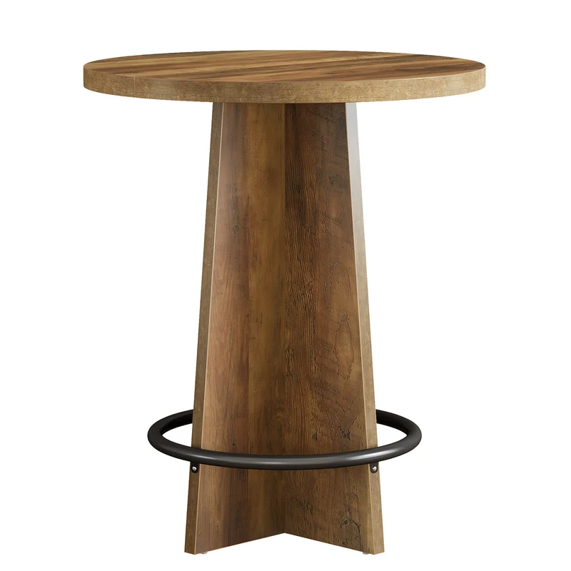 Runder Bartisch 95 cm hoch, Bistrotisch aus Holz mit Metall-Fußstütze