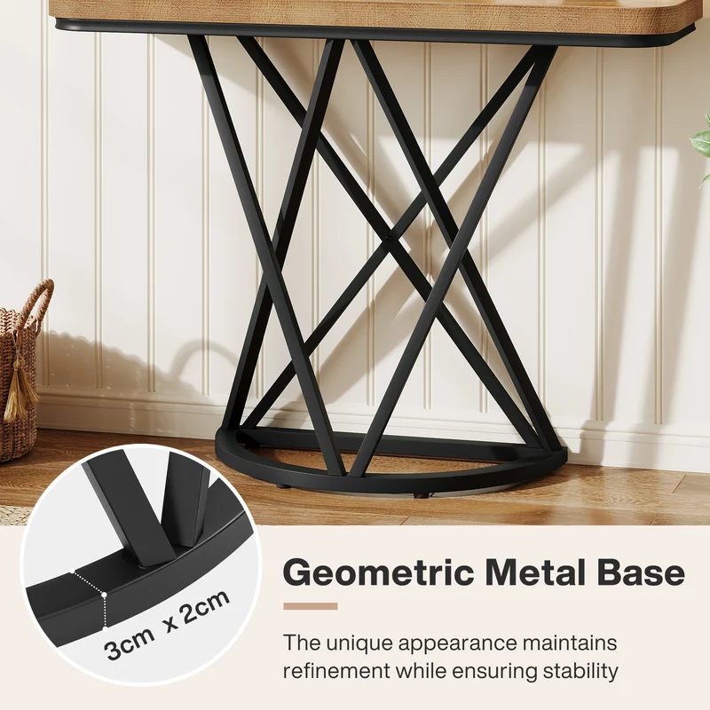 Schmaler Konsolentisch 105 cm, Industrieller Flurtisch mit geometrischem Metallgestell