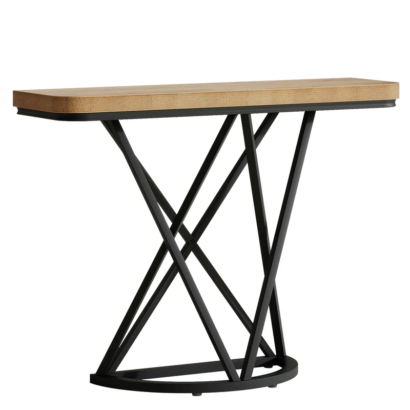Schmaler Konsolentisch 105 cm, Industrieller Flurtisch mit geometrischem Metallgestell