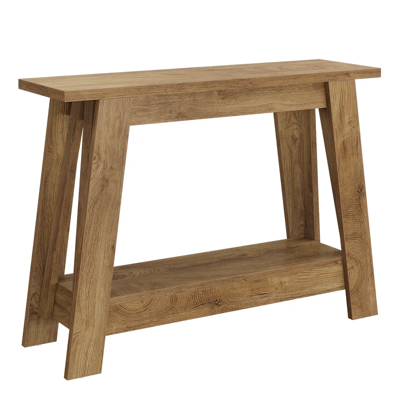 105 cm Farmhouse Konsolentisch mit 2 Ebenen Stauraum, Schmaler Sofatisch im Landhausstil
