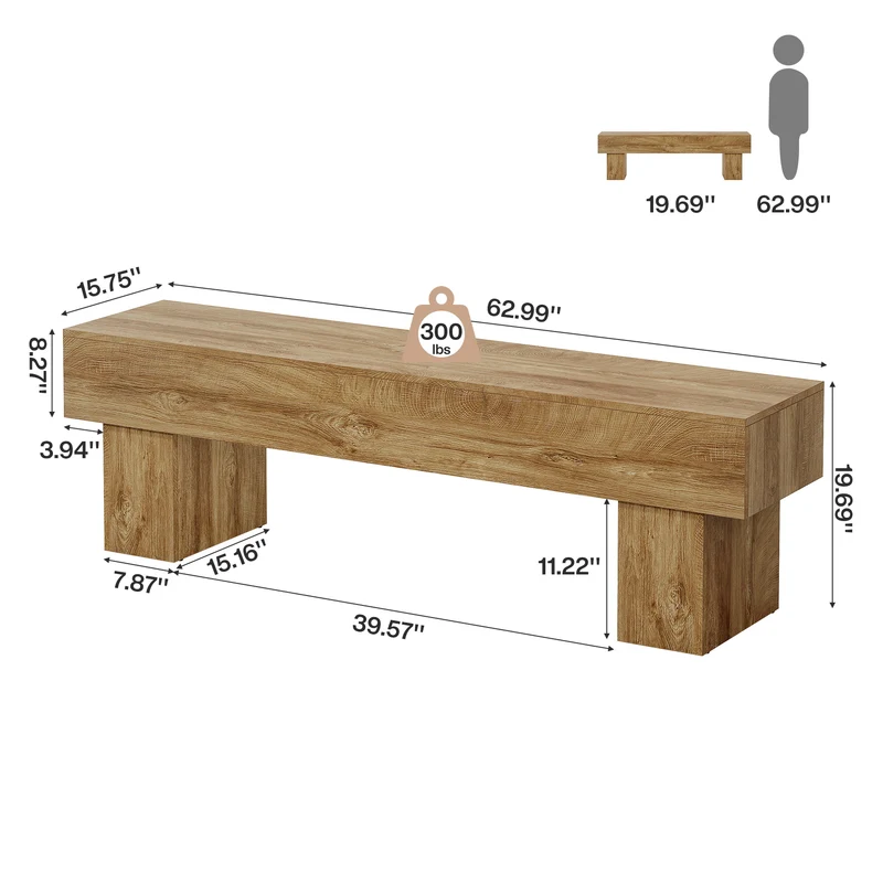 Flurbank 160 cm, rustikale Bauernhaus-Schuhbank aus Holz für Flur, Wohnzimmer und Bettende
