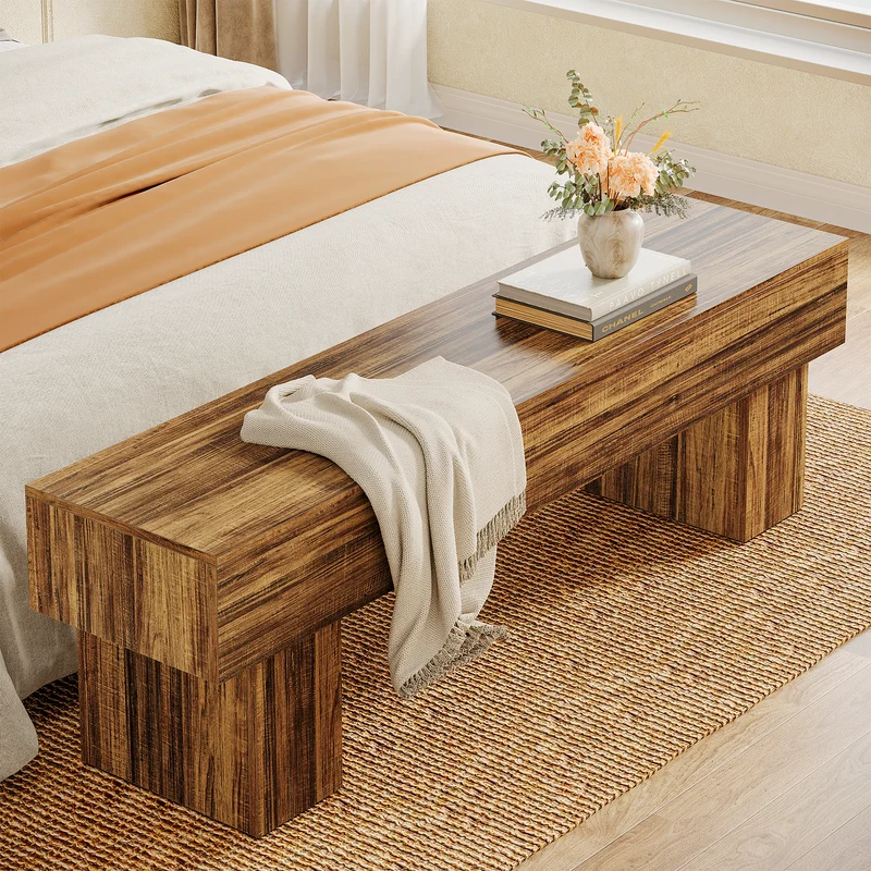 Flurbank 160 cm, rustikale Bauernhaus-Schuhbank aus Holz für Flur, Wohnzimmer und Bettende