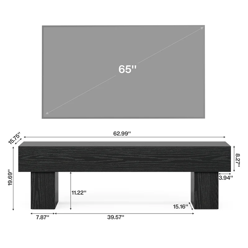 TV-Schrank 160 cm, niedriger Fernsehschrank für Wohnzimmer, passend für 140–165 cm TVs