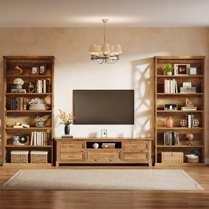 180 cm 6-stufiges Bücherregal, freistehendes Industrie-Regal aus Holz für Wohnzimmer & Homeoffice
