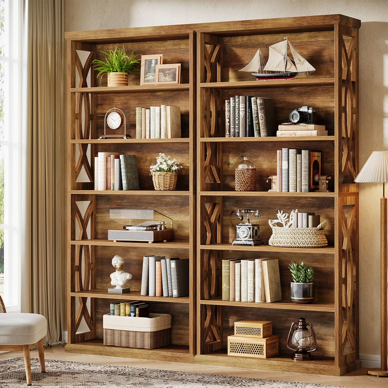 180 cm 6-stufiges Bücherregal, freistehendes Industrie-Regal aus Holz für Wohnzimmer & Homeoffice