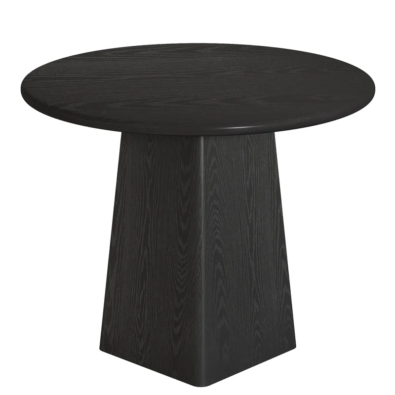 80 cm Runder Landhaus-Küchentisch mit quadratischer Basis - Rustikaler Esstisch für 2-4 Personen in Braun