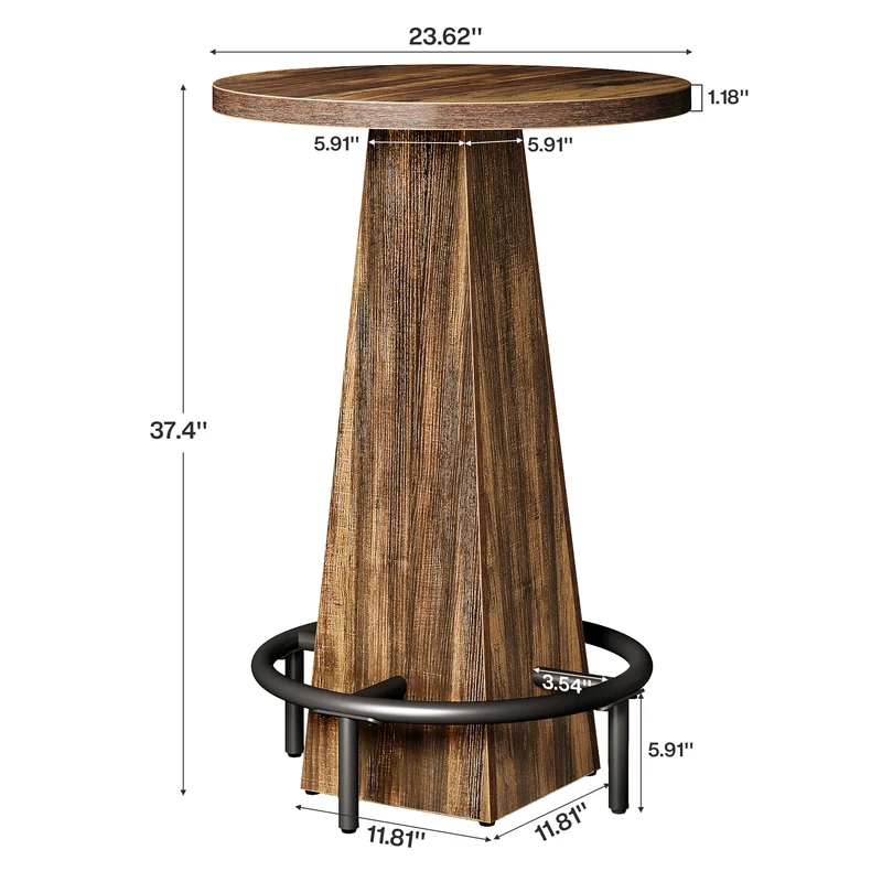 60 cm Runder Bartisch in Stehtischhöhe, Pub- & Bistrotisch für Küche, Esszimmer und Hausbar
