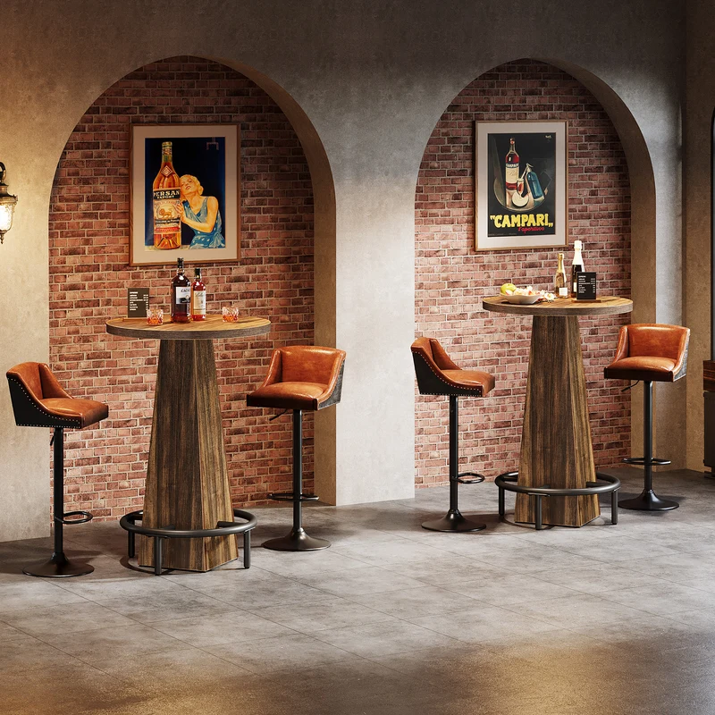 60 cm Runder Bartisch in Stehtischhöhe, Pub- & Bistrotisch für Küche, Esszimmer und Hausbar