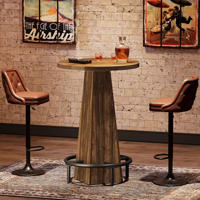 60 cm Runder Bartisch in Stehtischhöhe, Pub- & Bistrotisch für Küche, Esszimmer und Hausbar
