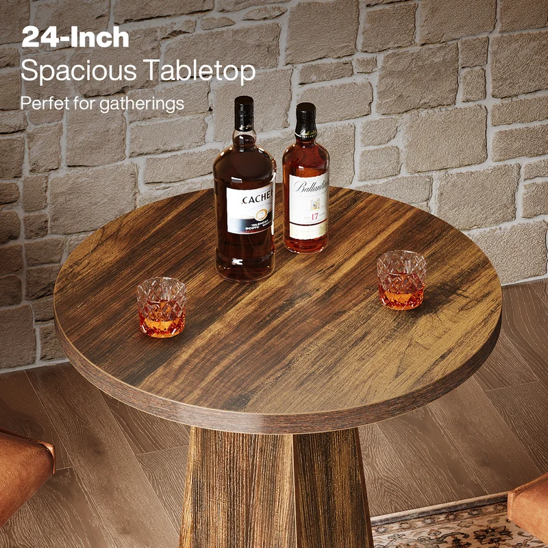 60 cm Runder Bartisch in Stehtischhöhe, Pub- & Bistrotisch für Küche, Esszimmer und Hausbar