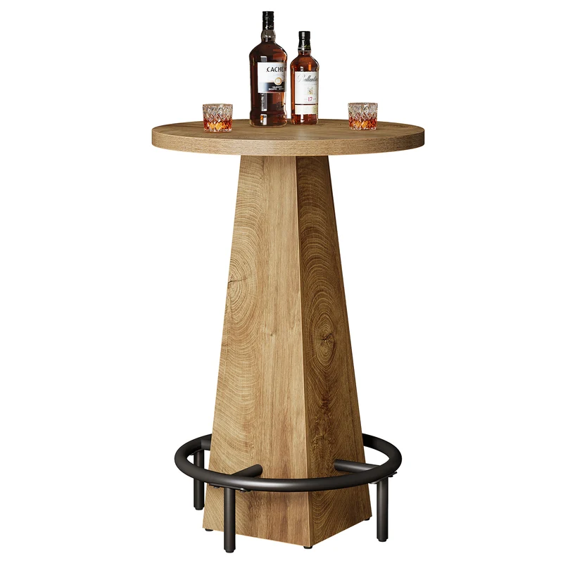 60 cm Runder Bartisch in Stehtischhöhe, Pub- & Bistrotisch für Küche, Esszimmer und Hausbar