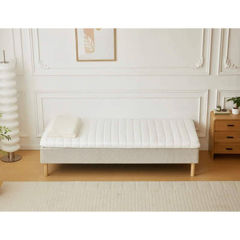 Premium Boxspringbett in Beige 90x200 cm mit 7 cm Memoryschaum Topper, exkl. Bettbeine