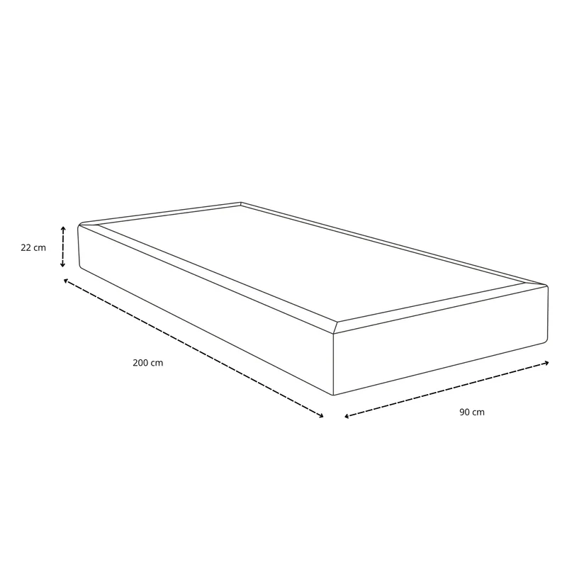Boxspringbett in Beige 90x200 cm mit 4 cm PU-Schaum Topper, exkl. Bettbeine
