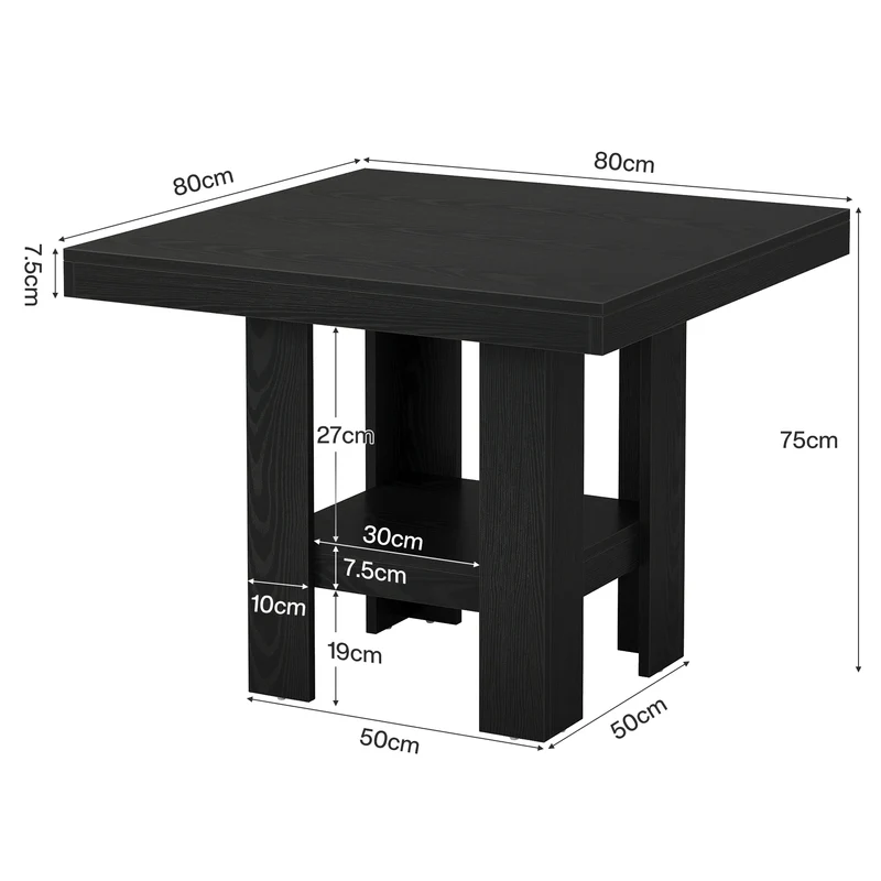 80 cm Quadratischer Esstisch für 2 Personen, industrieller Holz-Küchentisch