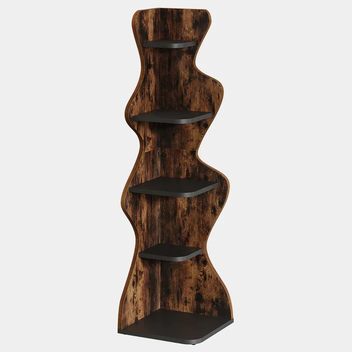 5-stufiges Eckregal aus Holz, 175 cm Hohes Standregal für Wohnzimmer, Schlafzimmer und Küche