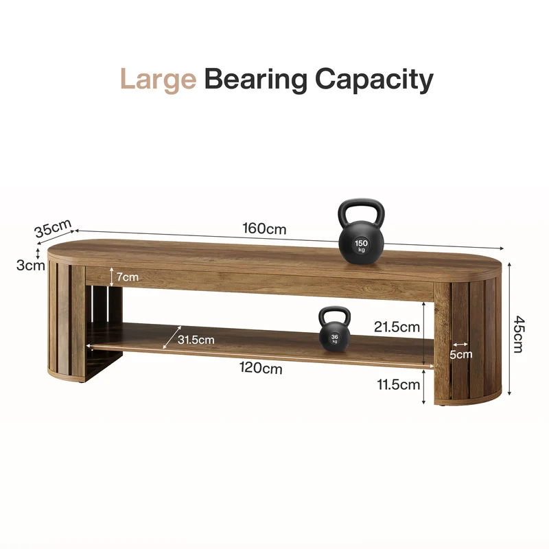 Schuhbank aus Holz mit Stauraum, 160 cm Lange 2-stufige Sitzbank für Flur, Schlafzimmer und Wohnzimmer