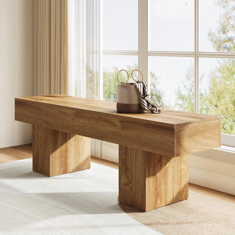 140 cm Esszimmerbank aus Holz, lange Bauernhaus-Sitzbank für Küche, Wohnzimmer, Flur oder Schlafzimmer