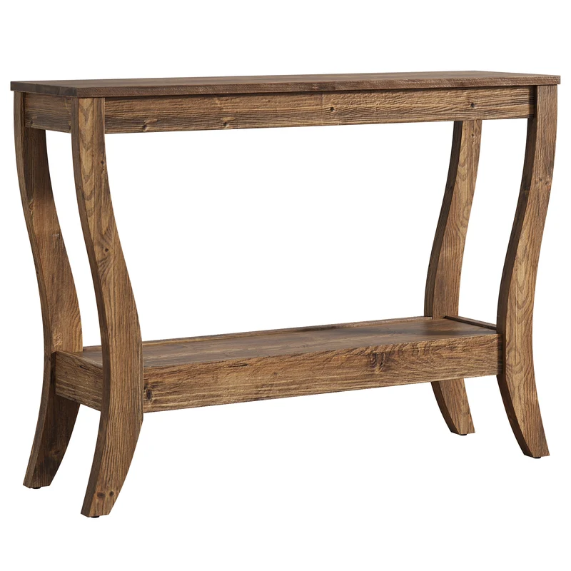 105 cm Konsolentisch aus Holz, 2-stufiger Bauernhaus-Flurtisch mit Stauraum