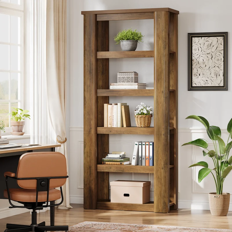 180 cm hohes Bücherregal mit 6 offenen Fächern, Standregal für Wohnzimmer, Büro und Schlafzimmer