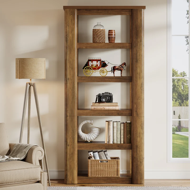 180 cm hohes Bücherregal mit 6 offenen Fächern, Standregal für Wohnzimmer, Büro und Schlafzimmer