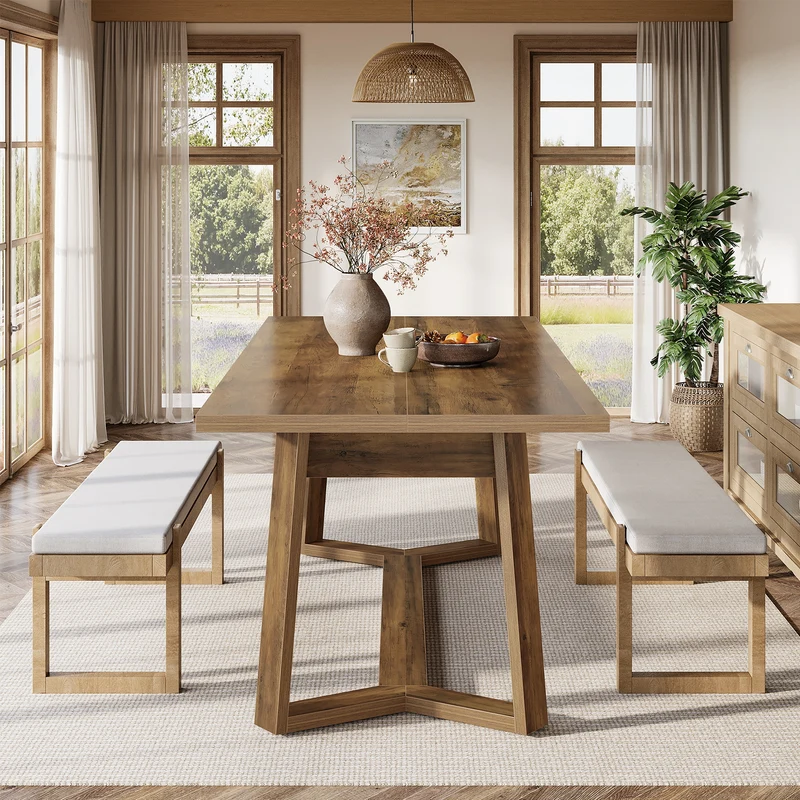 Moderner Esstisch 120 cm für 4–6 Personen, MDF mit Massivholzoptik, rechteckiger Küchentisch