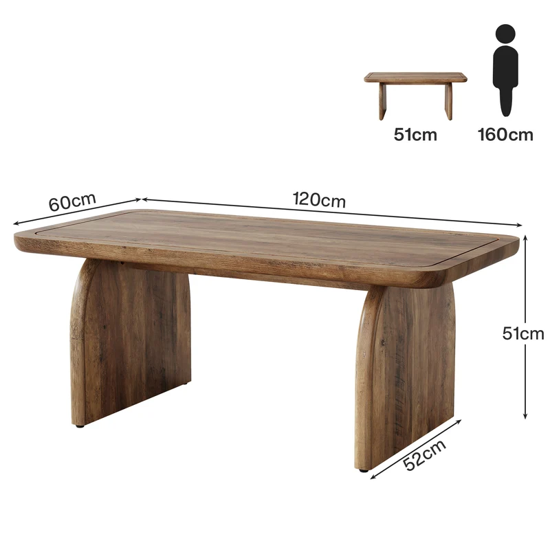 120 cm Couchtisch, Bauernhaus-Mitteltisch, niedriger Cocktail-Teetisch