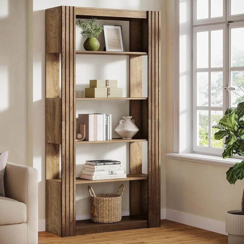 Tribesigns Bücherregal, 180 cm hohes Standregal mit 5 Ebenen offene Ablagen Regal für Büro