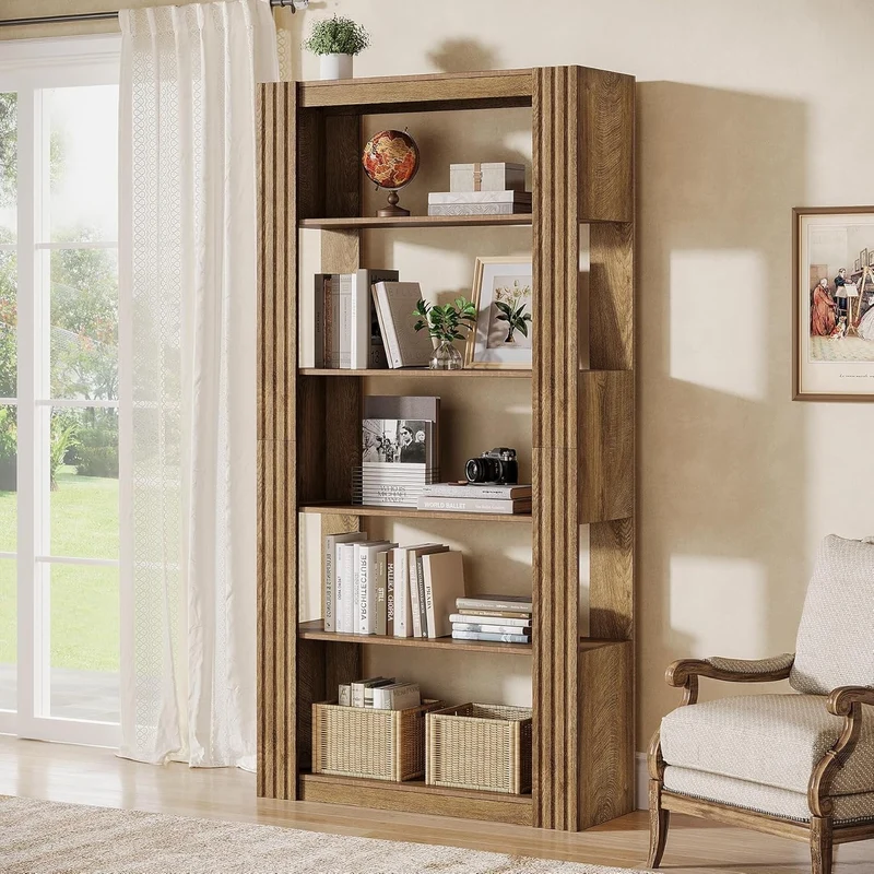 Tribesigns Bücherregal, 180 cm hohes Standregal mit 5 Ebenen offene Ablagen Regal für Büro