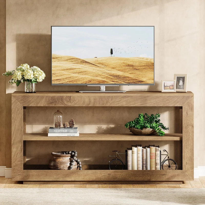 160 cm Konsolentisch, Landhaus-Eingangstisch mit 3-stufigem Ablagefach