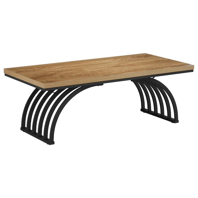 Tribesigns Couchtisch 120 cm, Industrie Couchtisch mit Metallbeinen Moderner Akzenttisch aus Holz