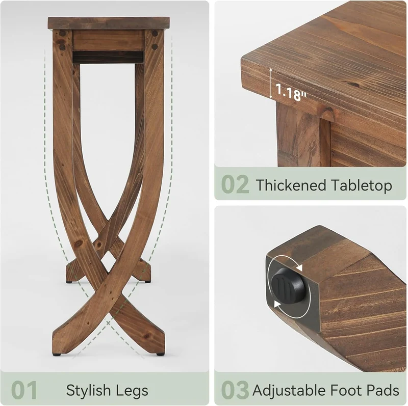 Tribesigns 160 cm Massivholz-Konsolentisch, Bauernhaus-Eingangstisch, Langer Sofatisch für Wohnzimmer, Flur, Eingang, Foyer, Braun