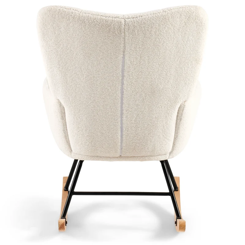 Allison Schaukelstuhl mit Armlehnen – weißes Plüsch/Kunstlammfell